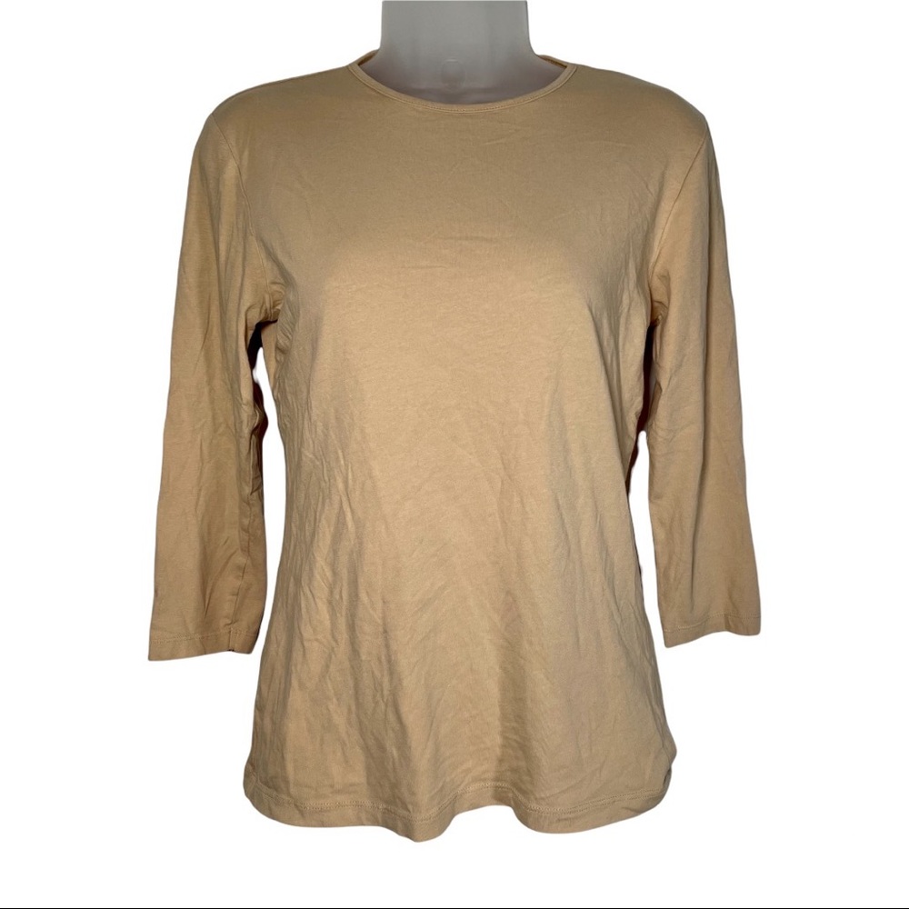 Steez Nude Tan 3/4 Sleeve Basic Tee Top Shirt Layering